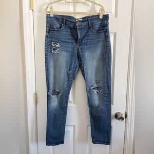 LOFT Blue Distressed Skinny Jeans